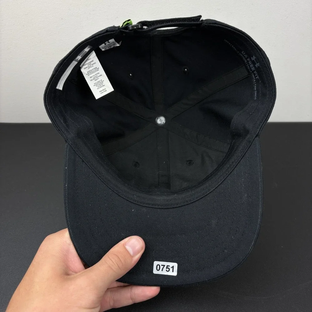Under Armour UA Free Fit Youth Strapback Hat Adjustable Black Neon Green Cap